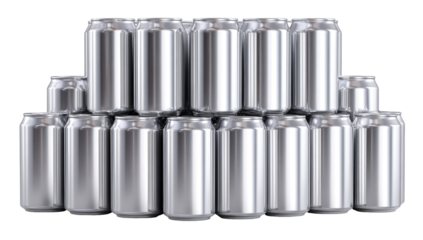 Stacked aluminum beverage cans