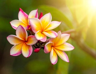Naklejka premium Close-up of vibrant plumeria blossoms