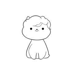 Fototapeta premium Cute cartoon animal character with fluffy features and simple lines. Transparent background. Isolated. 