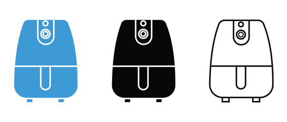 Air fryer icon vector. Cooking fry appliance icon outline vector. Silhouette of kitchen air fryer vector symbol. Electronics device for room, kitchen, Vector illudtration.