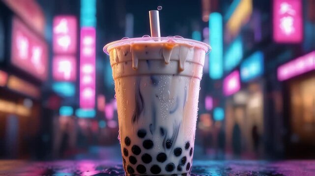 a regular cup of chocolate milk boba