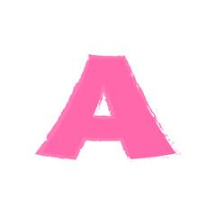 Pink Letter A Brush Style Alphabet Vector Illustration