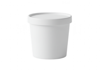 A clean white paper food container with a closed lid perfect for takeout or delivery isolated on transparent background