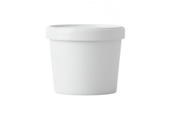 A simple white cylindrical container with a textured lid showcasing its clean design isolated on transparent background