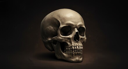 Human skull isolated on dark background