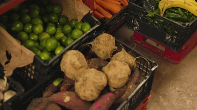 Mexico fruit market limes root vegetables carrots