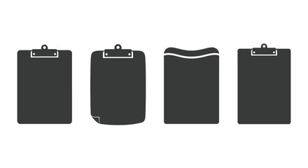 Set of four clipboard icons isolated on for document management and office supplies vector