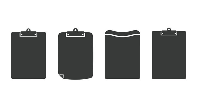Set of four clipboard icons isolated on for document management and office supplies vector