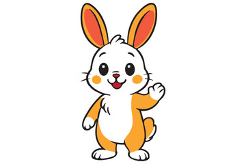 Playful and adorable cartoon rabbit illustration, perfect for children's books, nursery decor, greeting cards, Easter designs, and digital projects. This cute bunny clipart comes in EPS format.