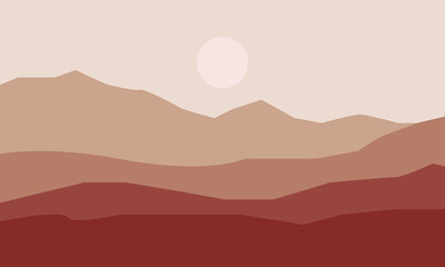 Natural Landscape, illustration of mountains and sunrise in the morning