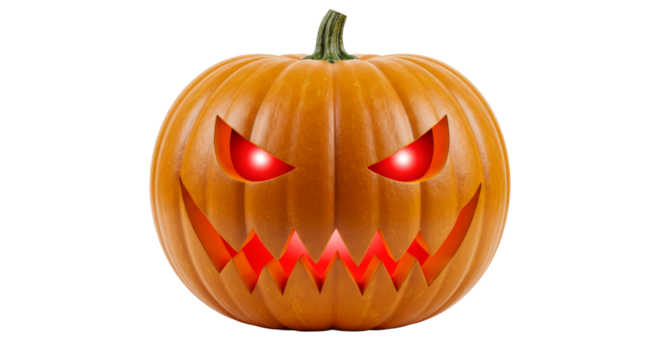 spooky halloween pumpkin isolated on white background, halloween jack o lantern isolated