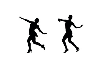 two dancers performing graceful movements in silhouette