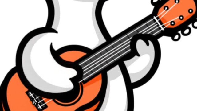 Cartoon bear playing ukulele