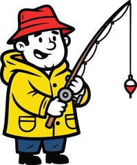 Fototapeta premium Fisherman with a fishing rod vector illustration