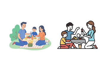 family enjoying picnic together outdoor leisure time silhouette