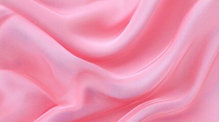 Fototapeta premium Luxurious pink fabric flows gently with soft curves and waves. The texture catches natural light, highlighting the softness and elegance of the material, perfect for various creative uses.