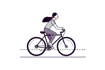 a woman riding bicycle with flowing hair silhouette