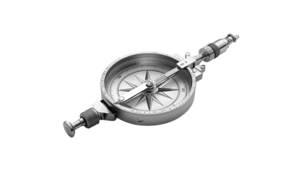 Metallic compass for drawing isolated on pure white background in modern stylish realistic design
