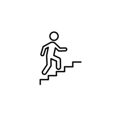 Person Walking Upstairs Icon – Stick Figure Climbing Stairs Symbol