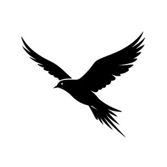 Flying Bird Silhouette Icon – Black Dove in Flight Illustration