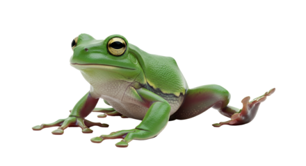 Green tree frog portrait isolated PNG with Transparent Background
