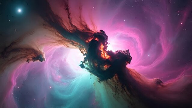 Colorful Nebula Cloud in Deep Space. 4k hd wallpaper background for laptop pc.