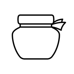 Jar with lid icon. Black outline linear silhouette. Editable strokes. Front side view. Vector simple flat graphic illustration. Isolated object on white background. Isolate.