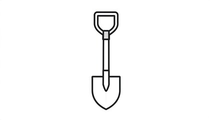 Simple black line drawing of a shovel