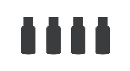Set of four dark silhouette dropper bottles for essential oils or cosmetics vector