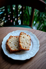 piece of apple cake, nut bread