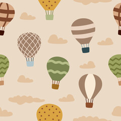 Hot Air Balloon Seamless Pattern