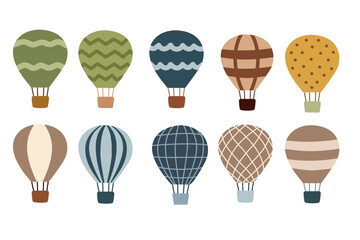 Air Balloon Clipart Set with Colorful Hot Air Balloons