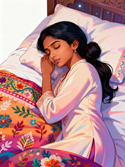 Person Sleeping Peacefully in Cozy Bed at Home