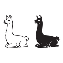 Timeless Llama Silhouette & Llama Lineart – Llama Vector Composition Featuring Iconic Shape – Black Vector of Llama – Vector Set of Llama