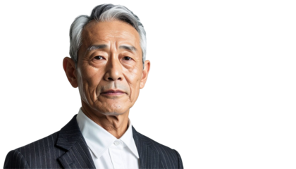 A dignified senior man with a composed expression, demonstrating his life wisdom and confidence