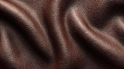 Fototapeta premium A close-up view reveals the intricate texture of rich brown leather, highlighting its natural patterns and smoothness, perfect for crafting or design projects.