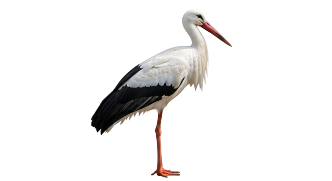White stork standing with its head turned isolated PNG with Transparent Background