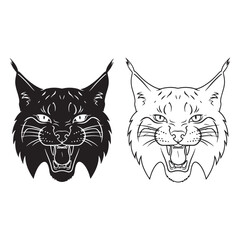 Stylish Lynx Silhouette & Lynx Lineart – Lynx Vector Composition with Modern Detailing – Black Vector of Lynx – Vector Set of Lynx