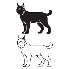 Detailed Lynx Silhouette & Lynx Lineart – Lynx Vector Template Highlighting Natural Features – Lynx Illustration – Silhouette and Lineart Set of Lynx