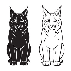 Crisp Lynx Silhouette & Lynx Lineart – Lynx Vector Design with Clear and Sharp Contours – Black Vector of Lynx – Vector Set of Lynx