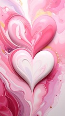 Abstract hearts in swirling marbled design