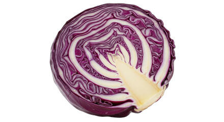 Obraz premium Halved red cabbage with vibrant layers vegetable food isolated on a transparent background