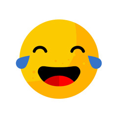 laughing tears emoji - flat vector icon