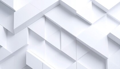 Abstract geometric pattern of white 3D shapes