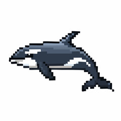 Fototapeta premium Pixel Art Orca Whale Retro Ocean Animal Sprite