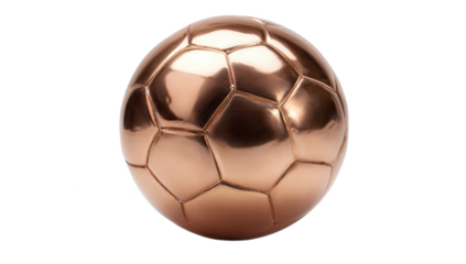 High quality photo of shiny bronze soccer ball egg isolated on transparent background.