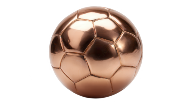 High quality photo of shiny bronze soccer ball egg isolated on transparent background. - Powered by Adobe