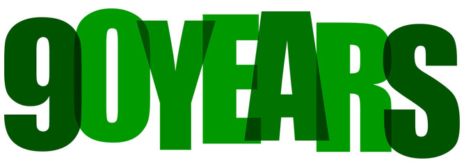 Celebrate 90 years with this bold green anniversary graphic