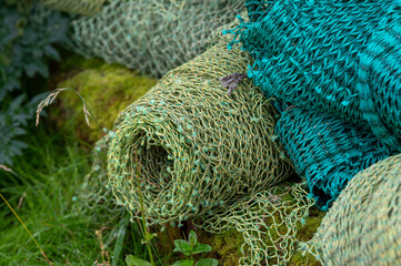 Colorful Fishing Nets Piled Up