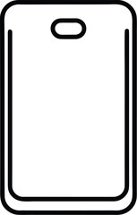 Minimalist black line icon of a smartphone with a rounded rectangle camera cutout mobile phone line art